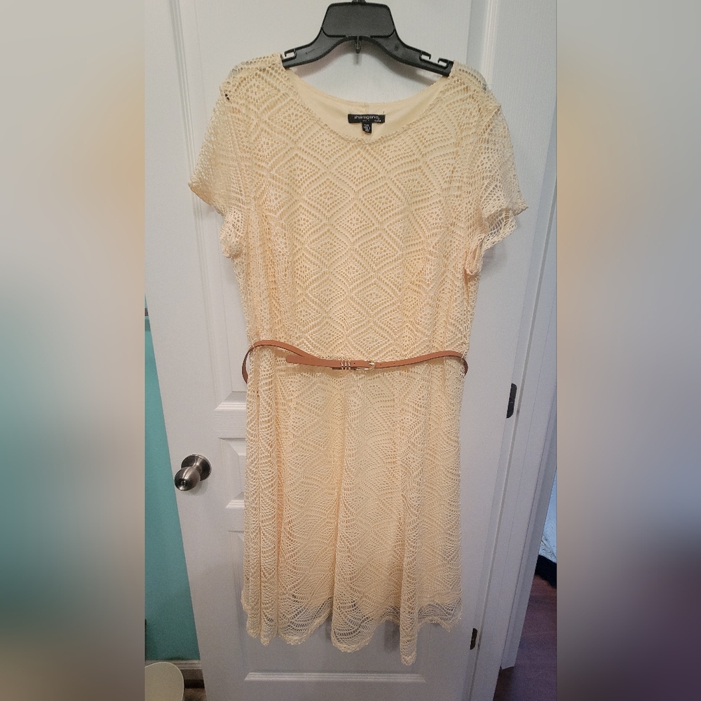 Sharagano Yellow Lace dress